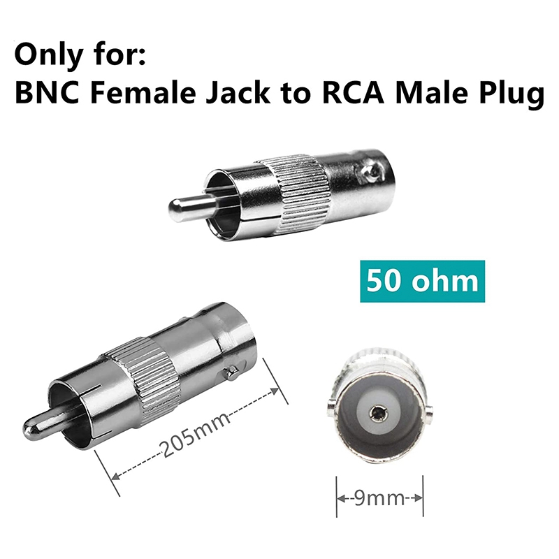 50 Pack BNC Female Jack To RCA Male Plug Adapter Straight Connector