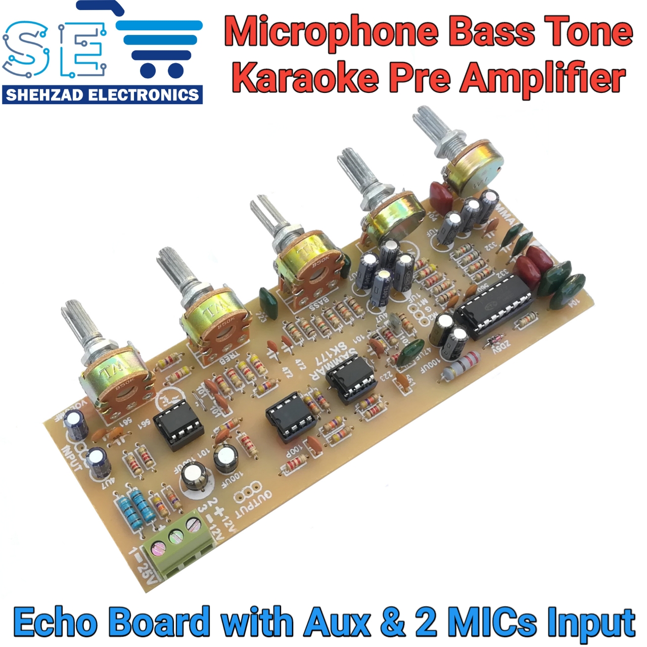 Pt Echo Microphone Bass Tone Treble Pre Amplifier Board Karaoke