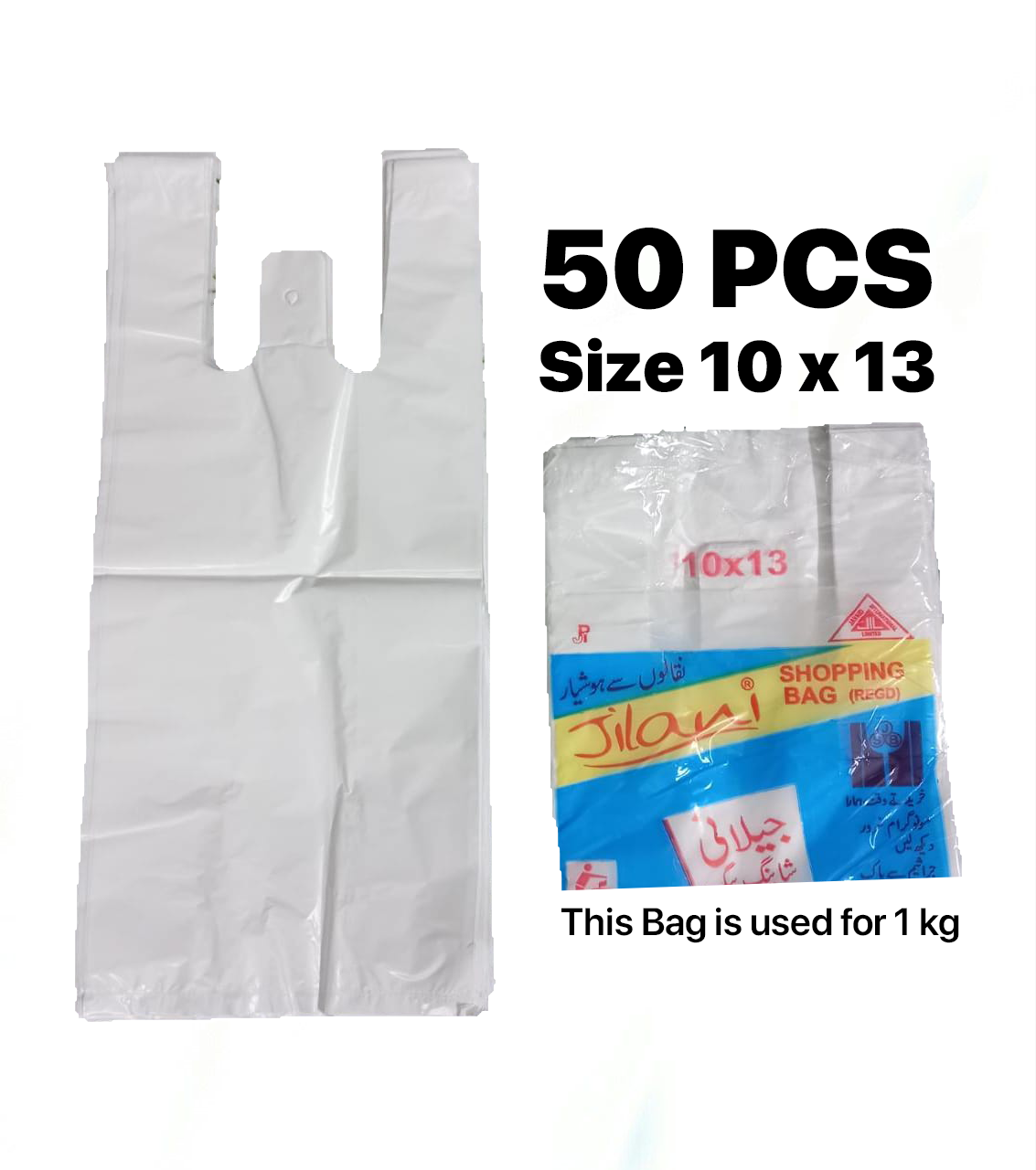 50Pcs White Milky Plastic Handle Shopping Bags Reusable Bags Size 10 X