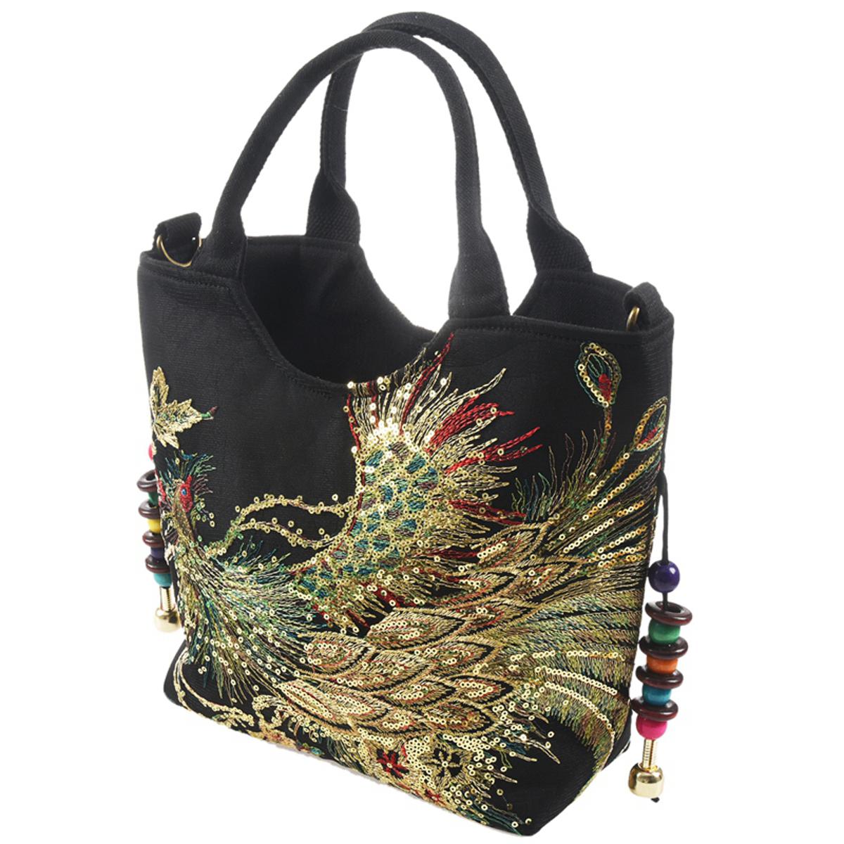 SALE65 OFF Canvas Shoulder Bag Embroidered Peacock Women S Large