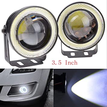 Universal Angel Eyes Fog Light Projector With Ring Lights 89mm