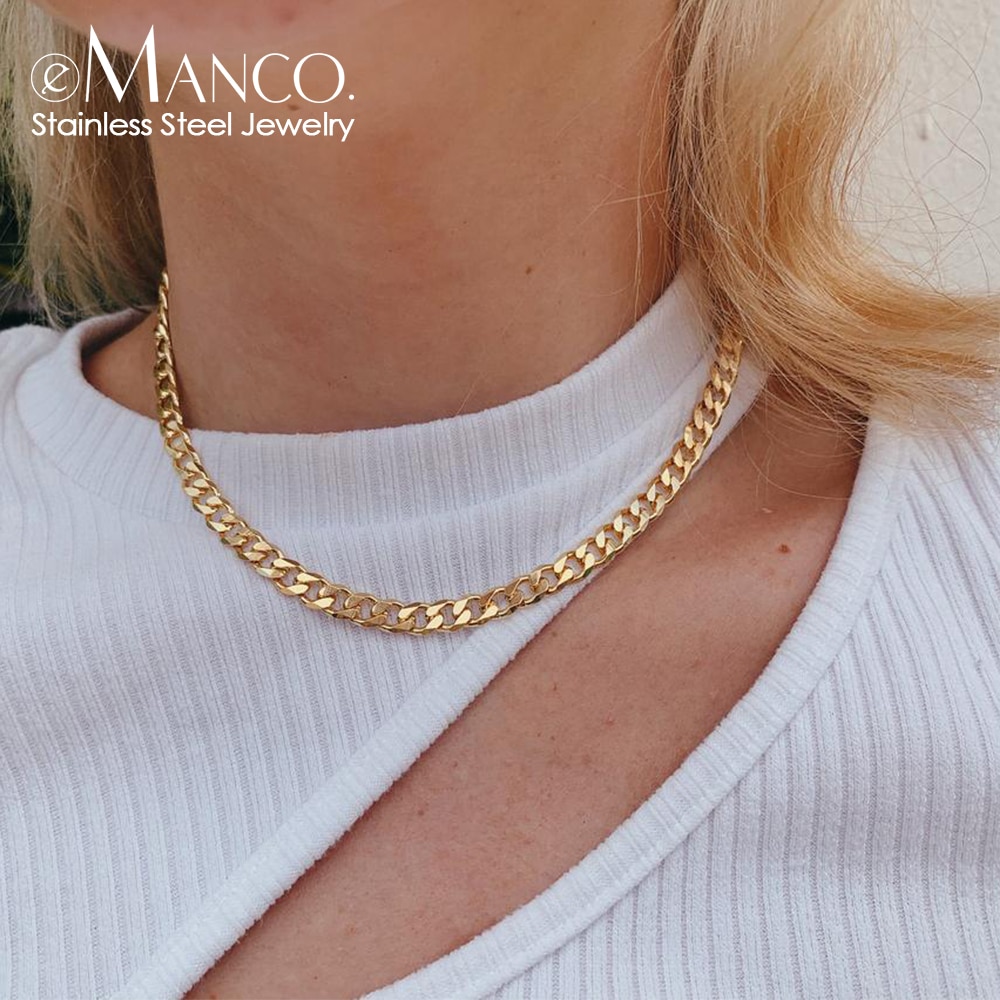 EManco Stainless Steel Men S Cuban Link Chain 2 3 4 6 8MM Gold Plating