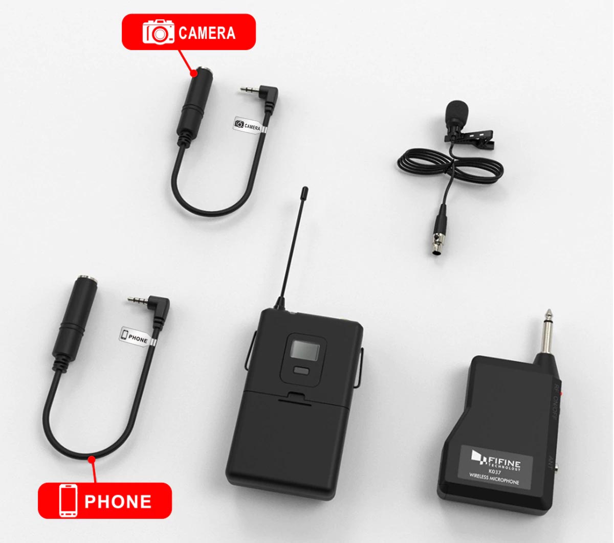 Fifine Channel Uhf Wireless Lavalier Lapel Microphone System With