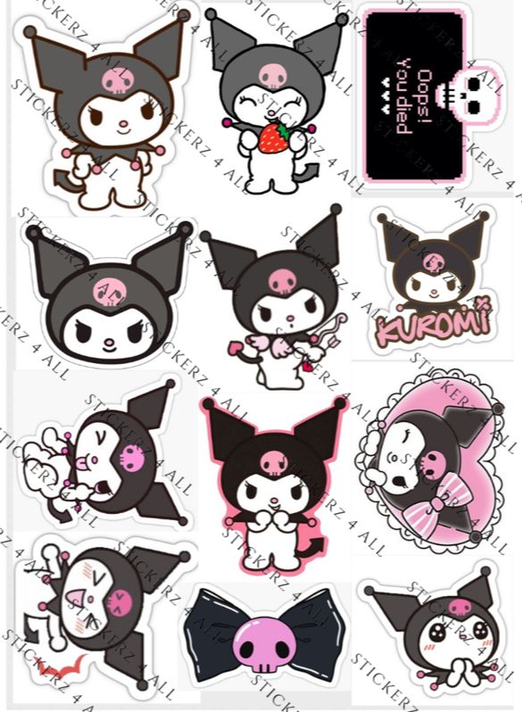 Kuromi Uncut Sticker Sheet A Size Based On Famous Cartoon Character