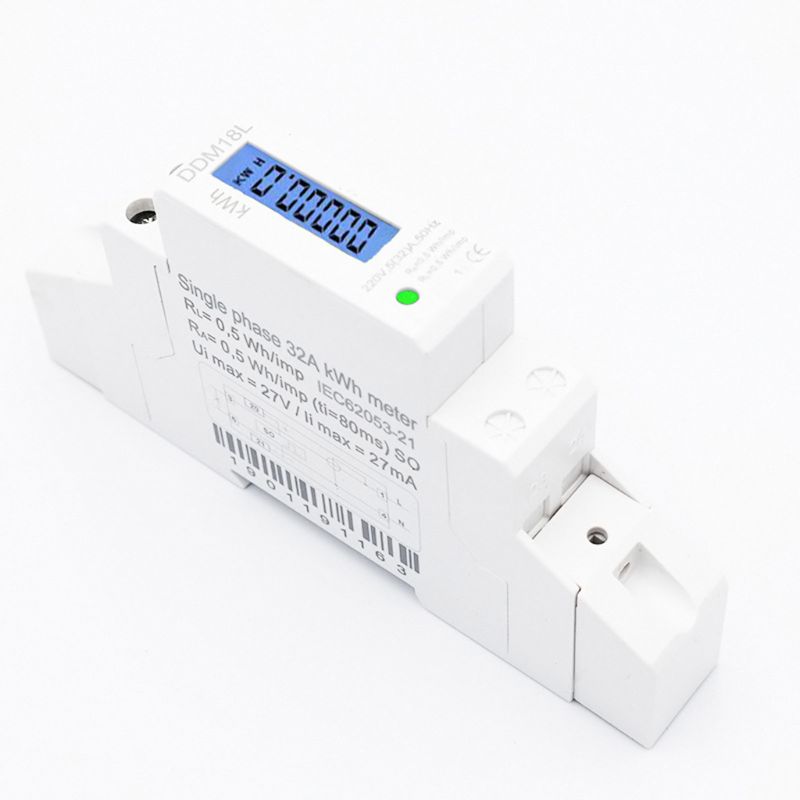 LCD Digital Single Phase Din Rail Electricity Power Consumption Energy