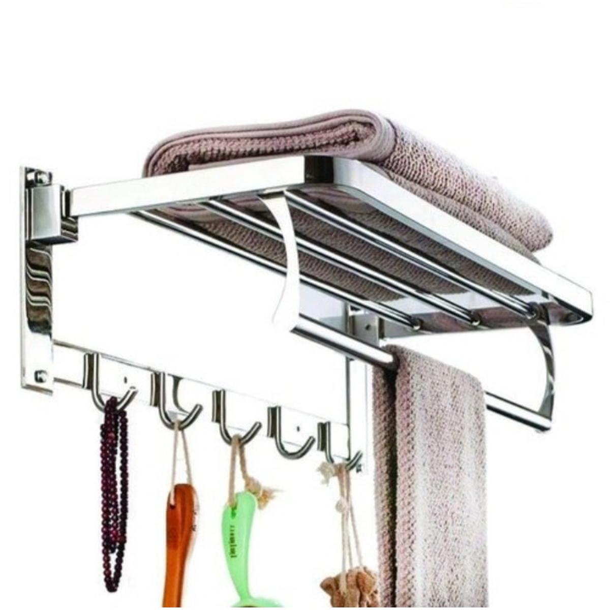 Stainless Steel Folding Towel Rack For Bathroom Towel Stand Inch