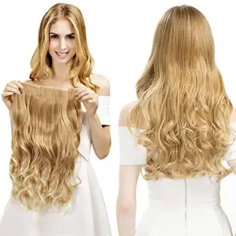 Full Head Curly Wave Blonde Synthetic Hair Extensions 26 Inch 5