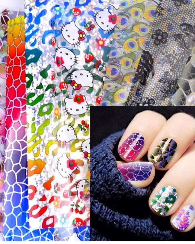 10pcs Mix Colorful Starry Sky Nail Art Transfer Foil Manicure