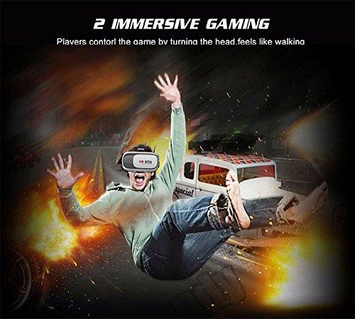 VR Box Version 2 3D Glasses with Remote - White & Black
