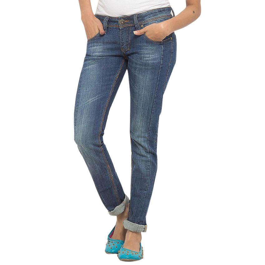 ladies faded jeans