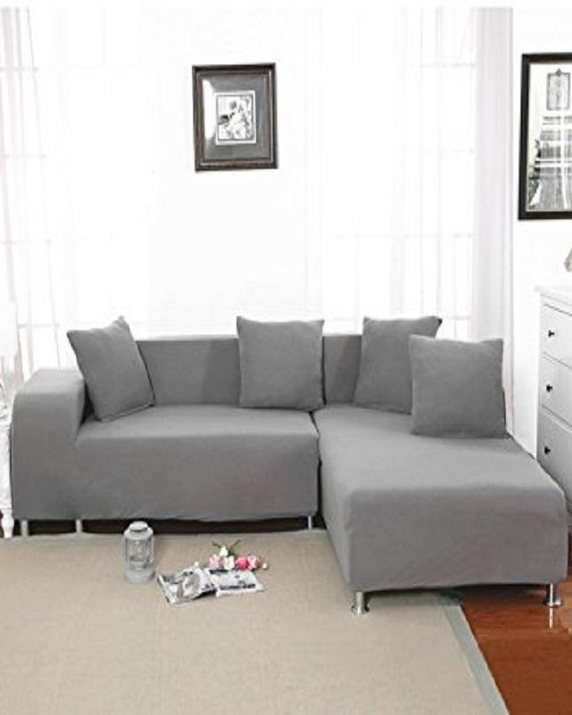 Grey L Shape Sofa Protector Cover(3+3) Daraz.pk