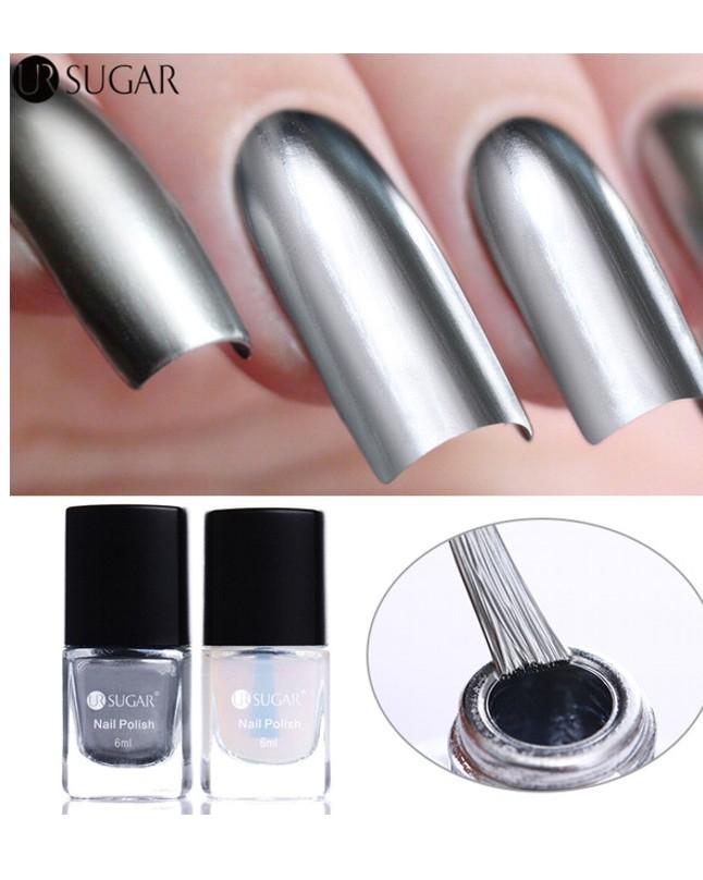 metallic silver nail polish