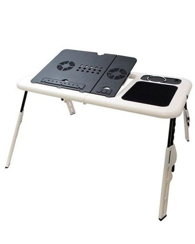 E-table With Laptop Cooling Pad - White