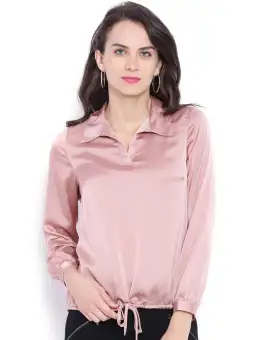 pink silk shirt womens