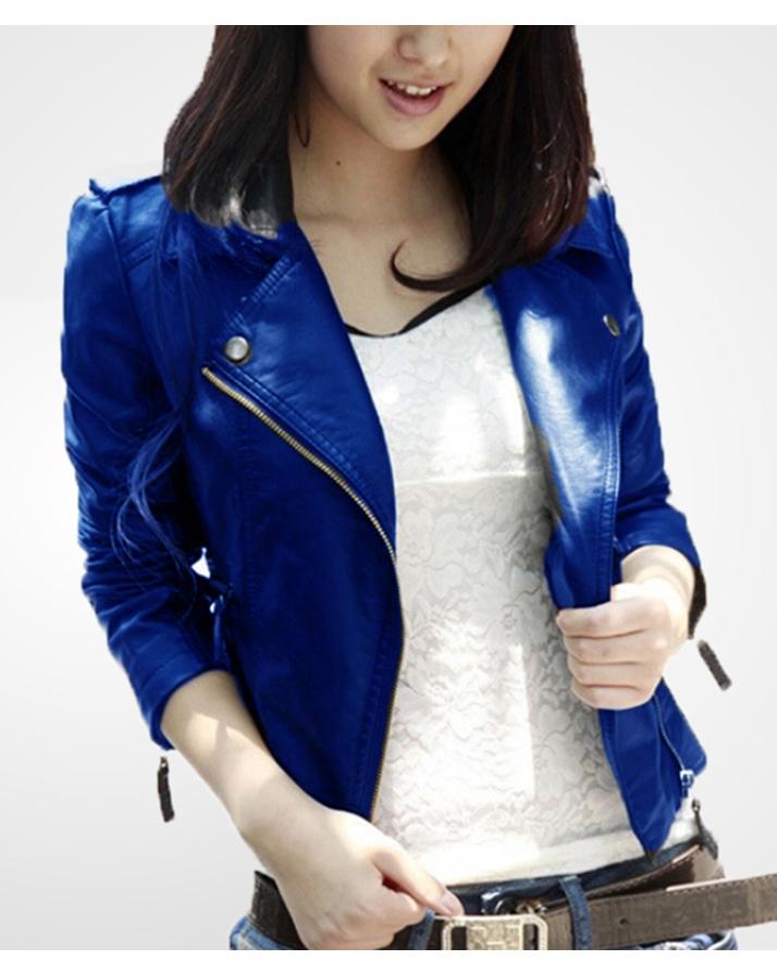 Blue leather jacket for cheap girls