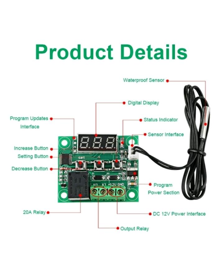 Pack Of 2 DC 12V -50~110C Mini Thermostat Regulator Digital Temperature Controller for Incubator Temp. Control Switch Plate