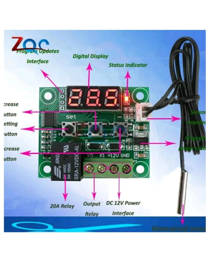 W1209 LED Digital Thermostat Temperature Control Thermometer Thermo Controller Switch Module DC 12V Waterproof NTC Sensor