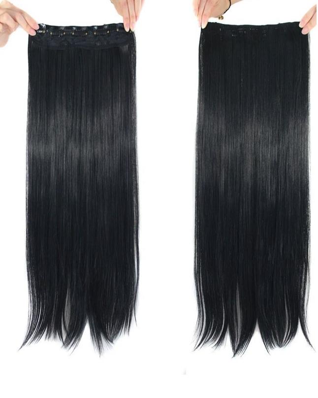 5 Clips Long Hair Extension 28 Inches - Black