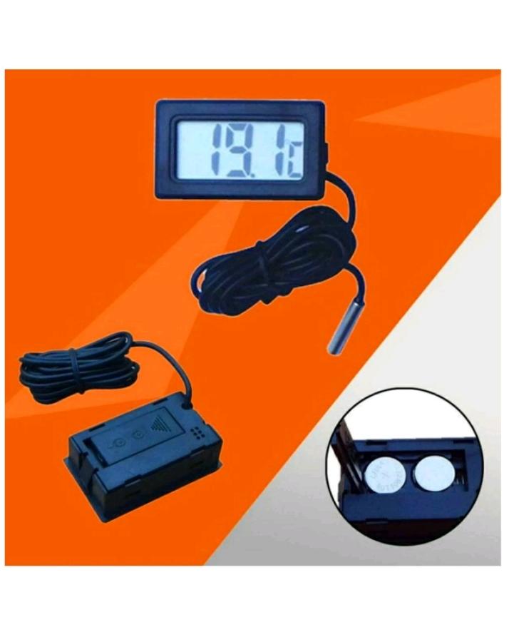 Thermometer Mini LCD Display Digital Temperature Meter With sensor 1m adapter  Black