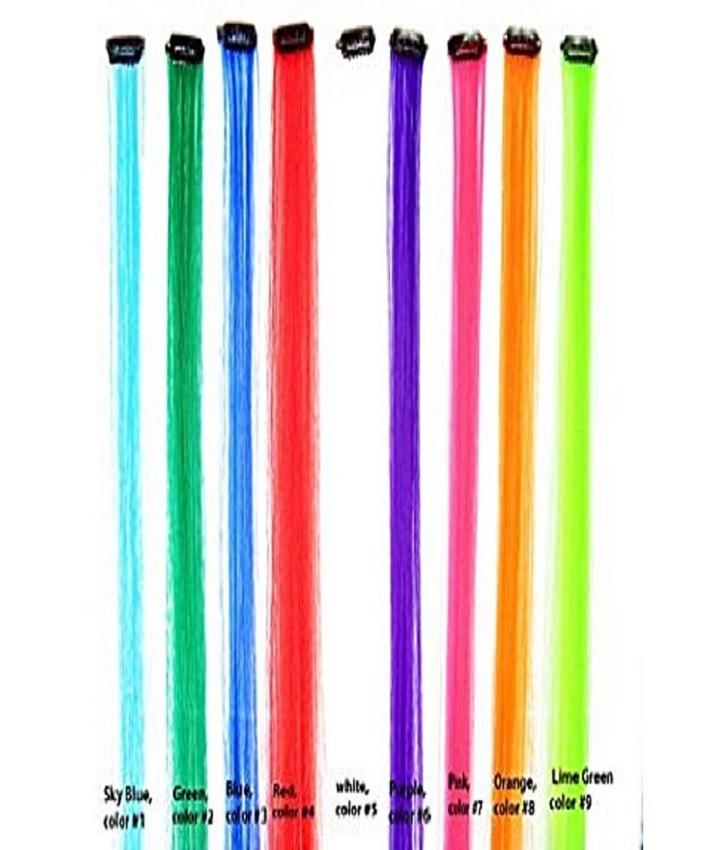 Pack Of 6 Colorful Synthetic Hair Extension Stripes Clip