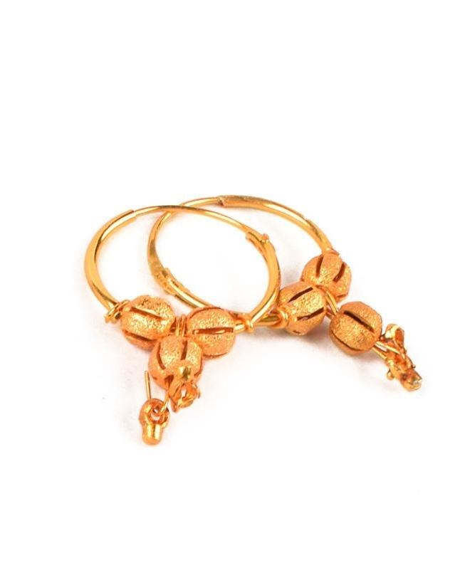Golden High Polished Hoop Kashmiri Statement Earrings