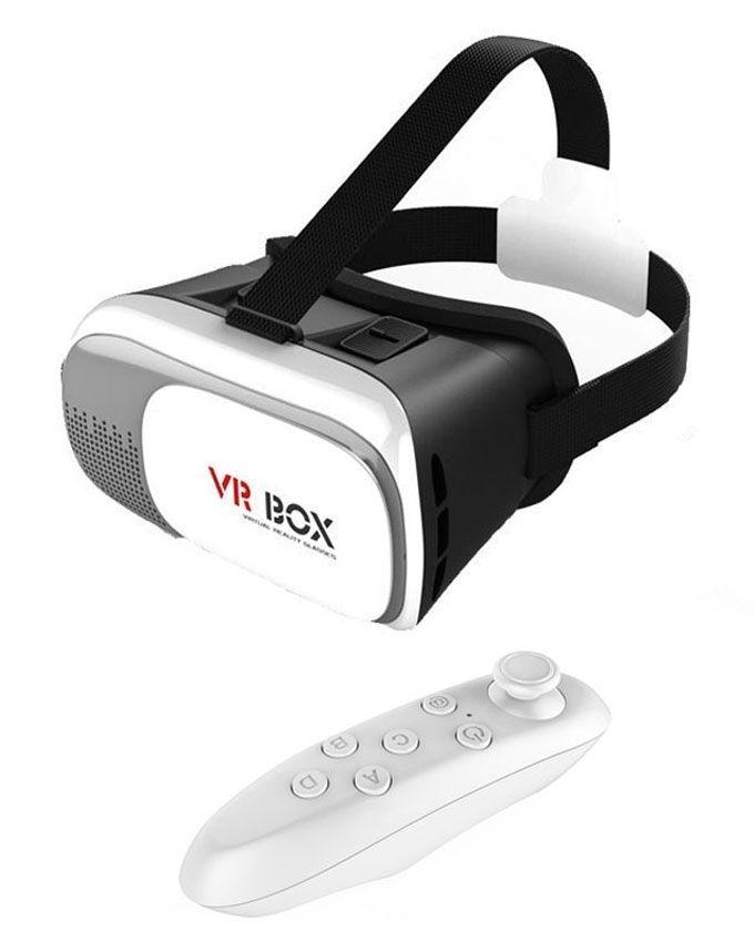 Google Cardboard VR Box II 2.0 Virtual Reality 3D Glass with Bluetooth Gamepad - White
