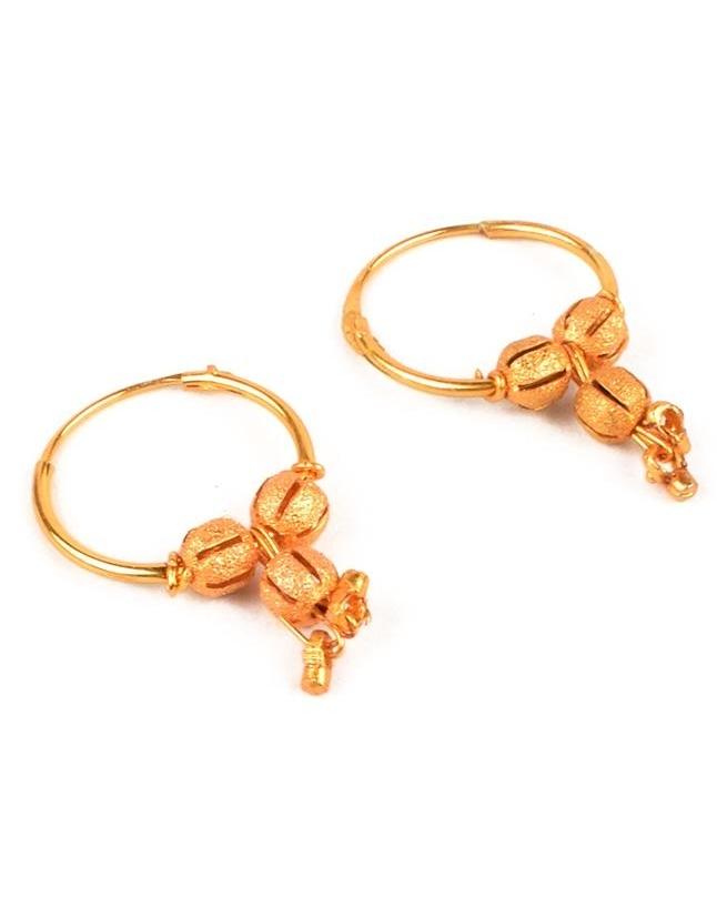 Golden High Polished Hoop Kashmiri Statement Earrings