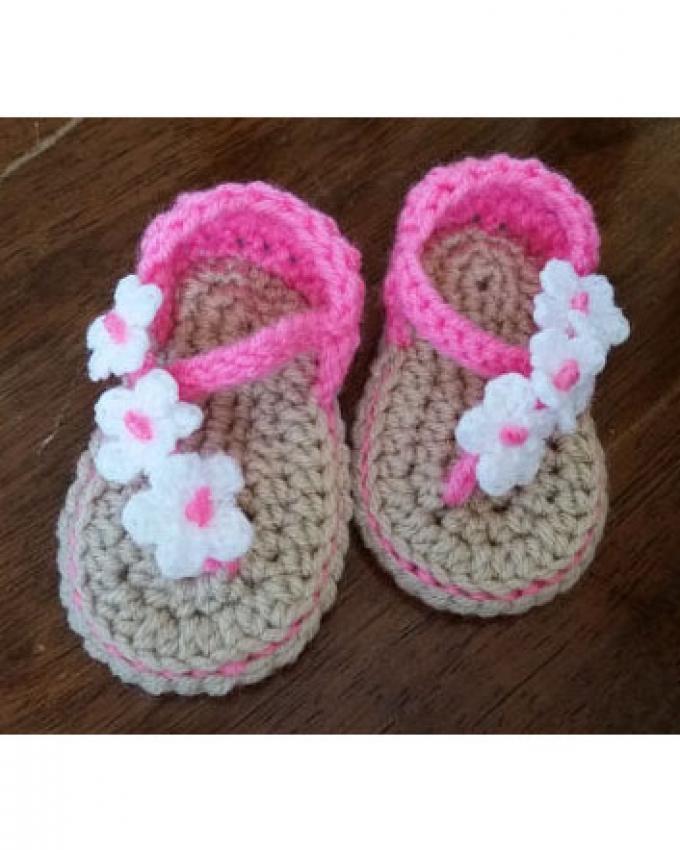 Multi Flowers Woolen Handmade Crochet Baby Summer Sandal