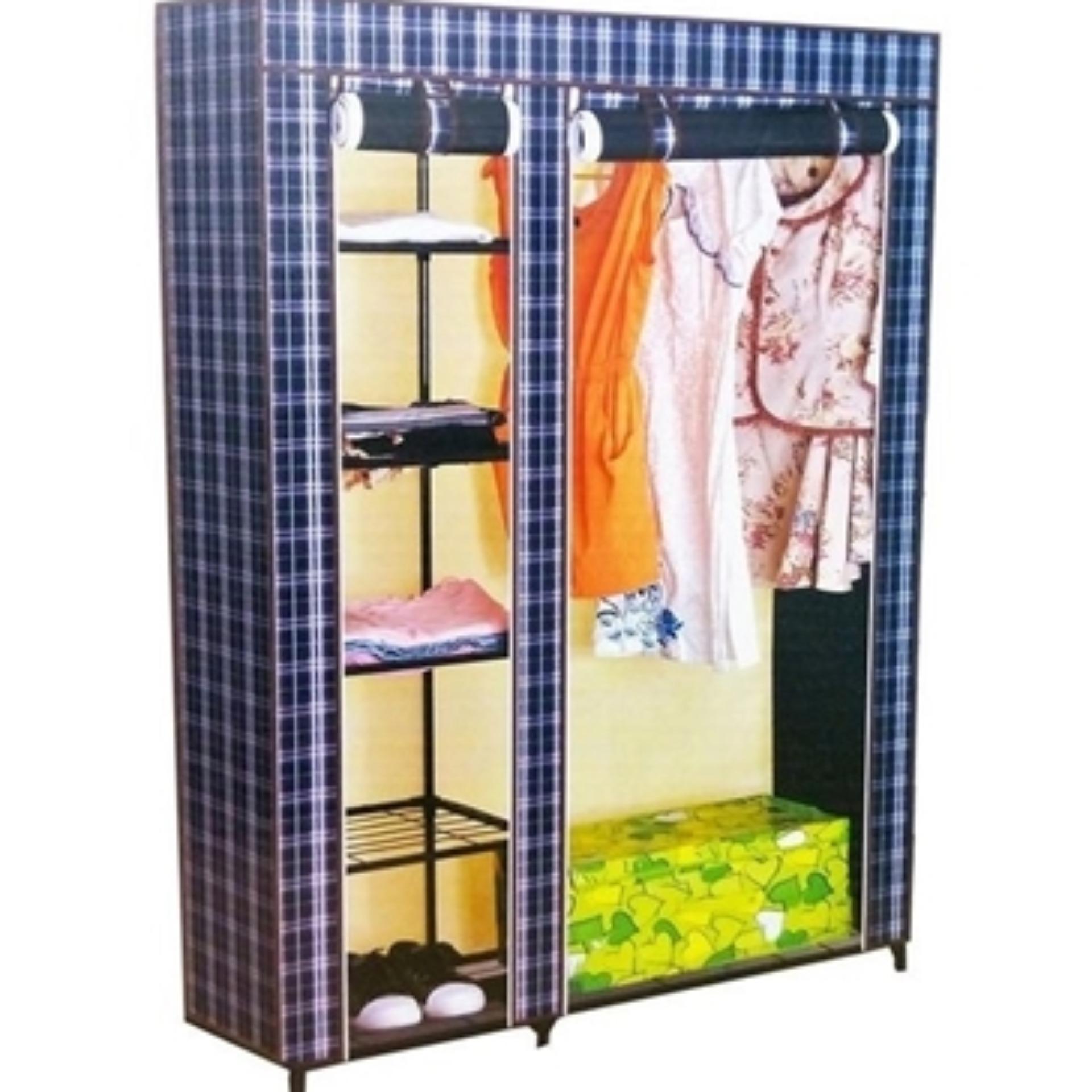 Folding Canvas Wardrobe 6 X 3 5 Feet Blue Buy Online At Best