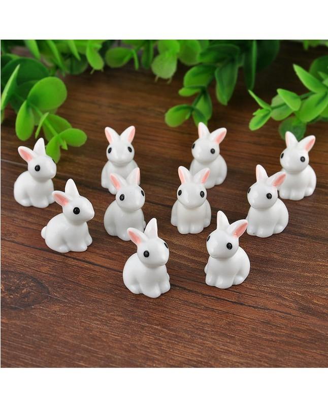 3 Pcs Cute Rabbits Figures Mini Fairy Garden Miniature Doll House