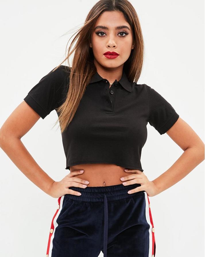 black cropped polo