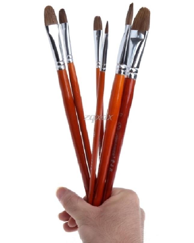 6 Pcs Round Head Paint Brush Set Artist Drawing Painting Brush Set