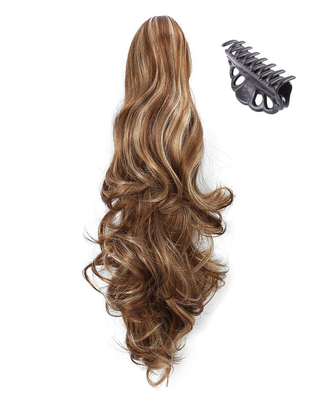 Golden Brown Curly Synthetic Clip InClaw Ponytail Hair Extension - Golden Brown