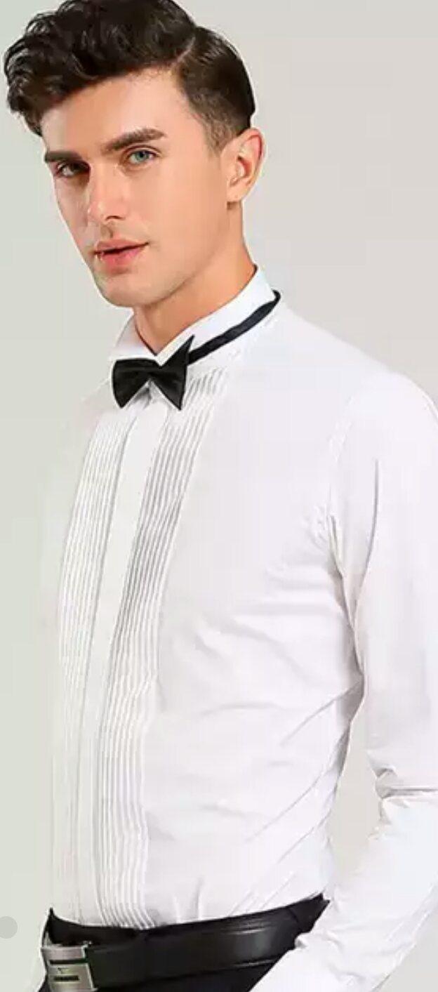 Mens Wing Collar Tuxedo Shirt With 