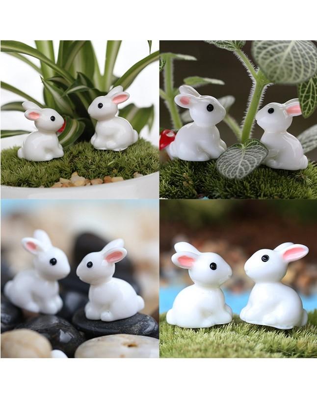 3 Pcs Cute Rabbits Figures Mini Fairy Garden Miniature Doll House