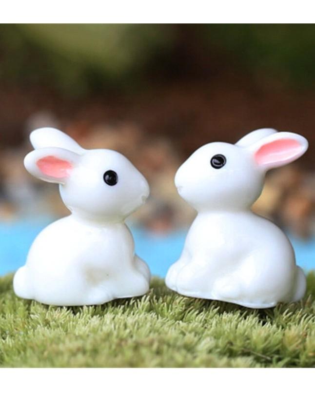 3 Pcs Cute Rabbits Figures Mini Fairy Garden Miniature Doll House