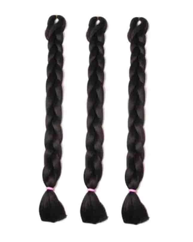 Pack Of 3 - 24 Inch Synthetic Braided Hair Extension For Women - Natural Brown