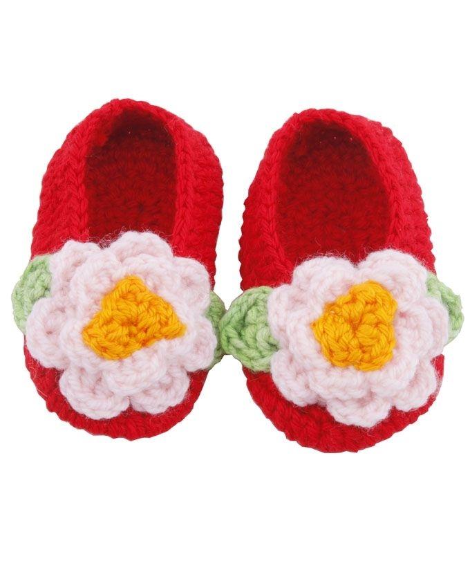 Pink Rose Red Booties For Baby Girls - (kgb- 51)