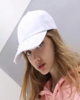 girls white baseball cap