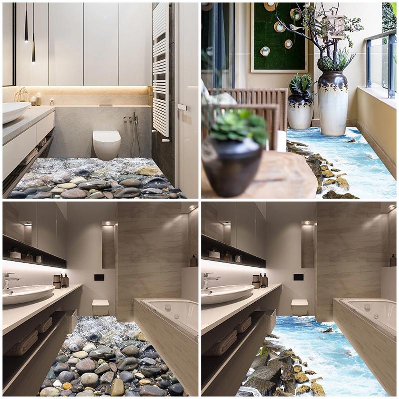 3d Multicolor Pvc Starfish Stone Floor Wall Stickers Art