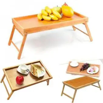 Foldable Legs Bamboo Food Dinner Wood Breakfast Bed Tray Lap Desk