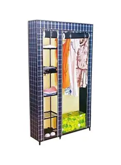 Folding Canvas Wardrobe With Protective Cover Blue Buy Online