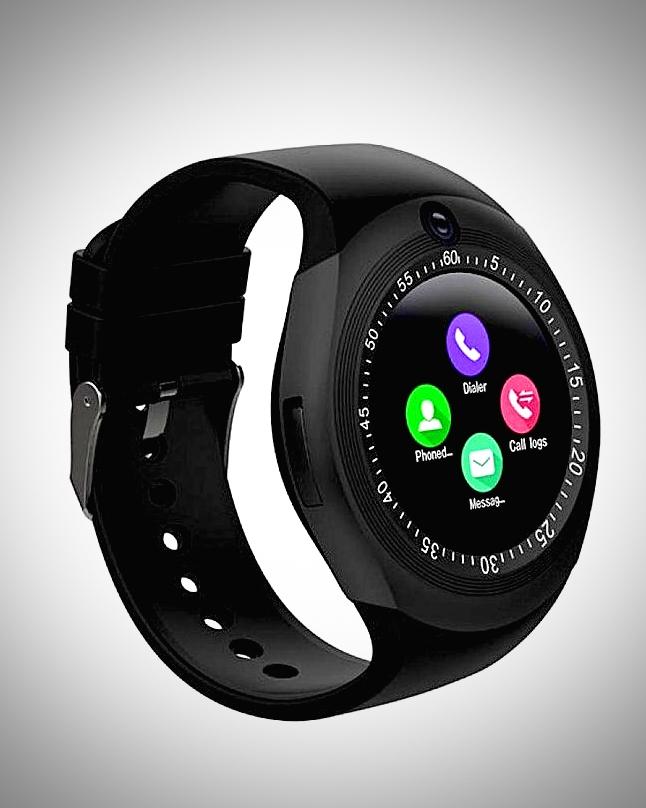 Y1 - Smart Watch - Round Dial With Built In Camera - Black