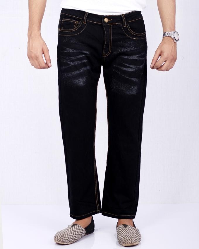 black jeans with white thread