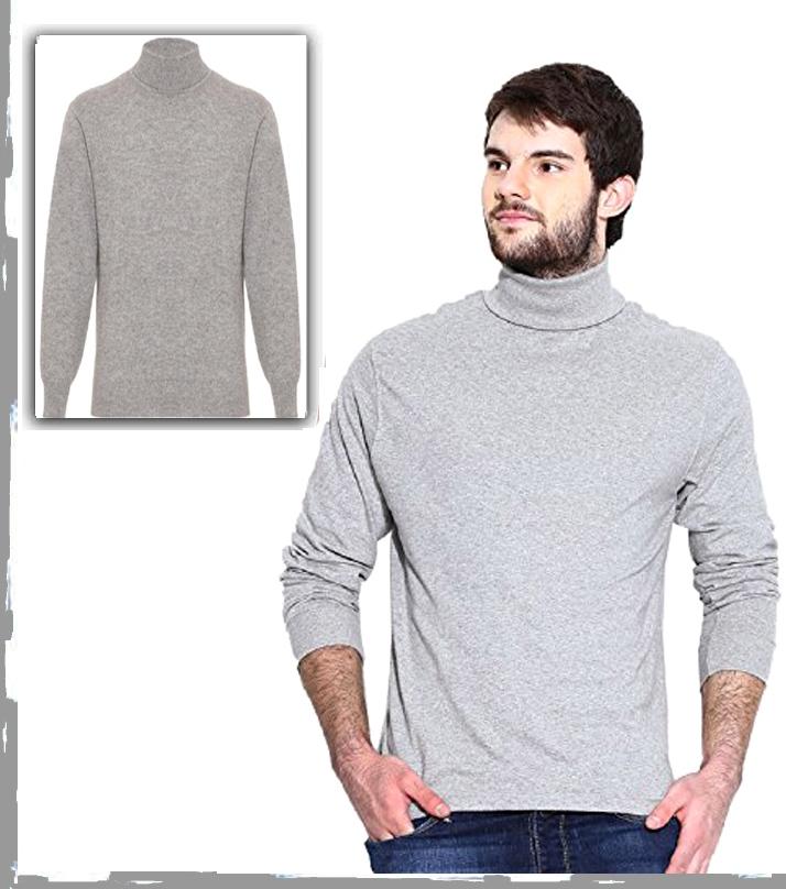 Grey Cotton Lycra High Neck Sweatshirt 