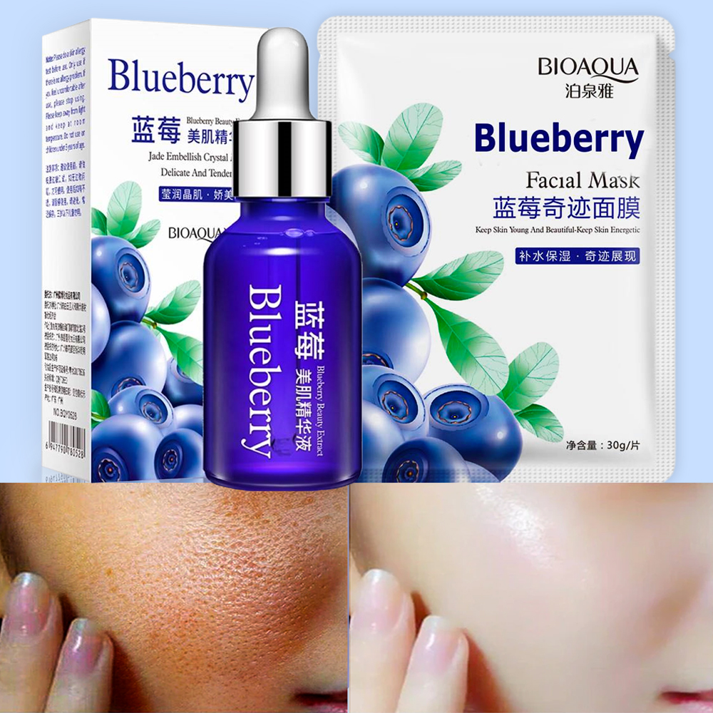 BIOAQUA Wonder Blueberry Whitening Pure Esence Hyaluronic Acid Face Serum & BIOAQUA  Blueberry Moisturizing Facial Sheet Mask | Daraz.pk