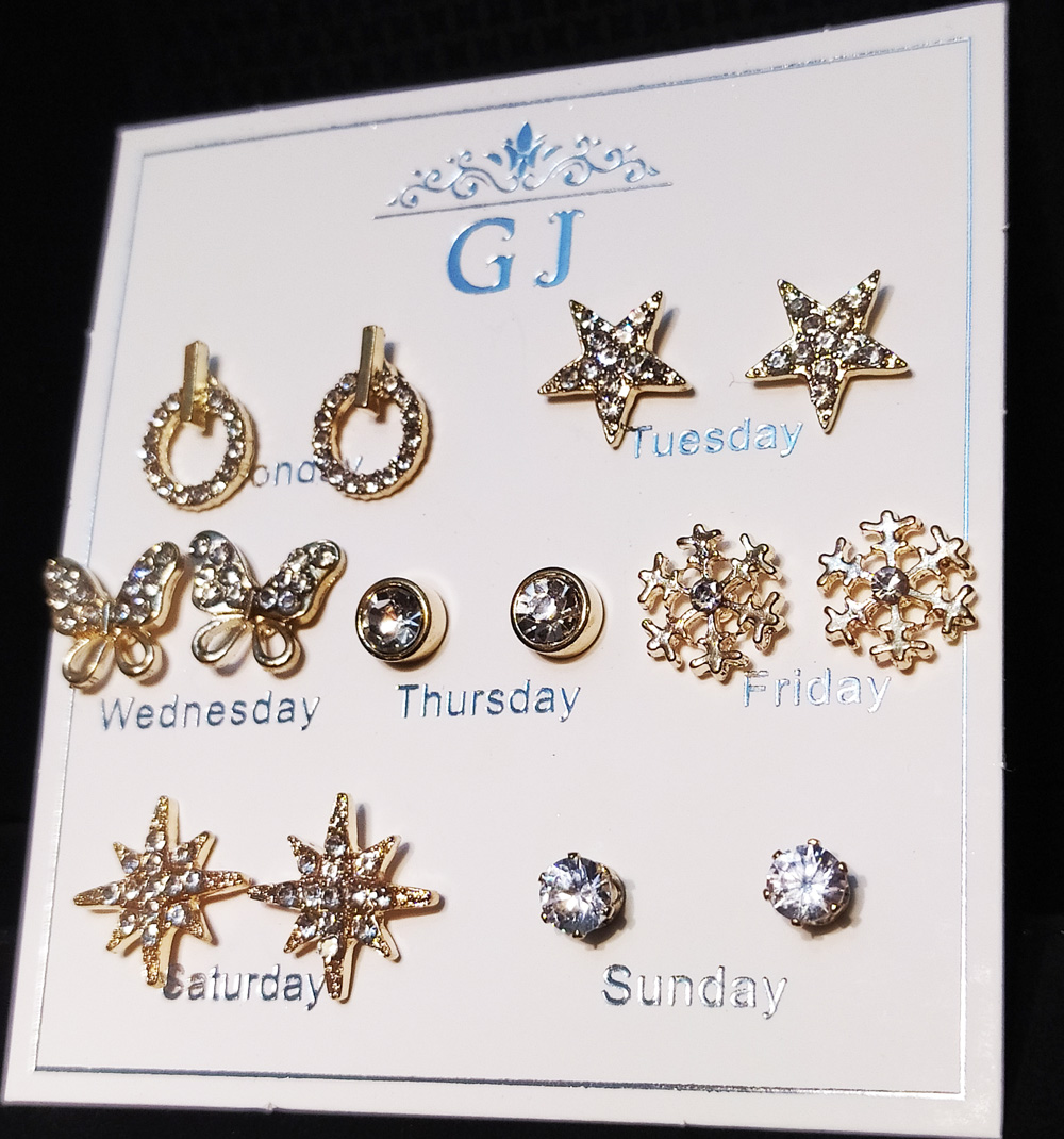 Elegant Jewellery Golden Pack Of Six Pairs Drop Earrings For Women FDS -098