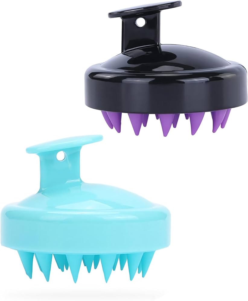Silicone Scalp Massager Brush - Gentle Shampoo & Shower Comb for Dandruff Removal, Manual Head Scrubber for Wet/Dry Hair Care