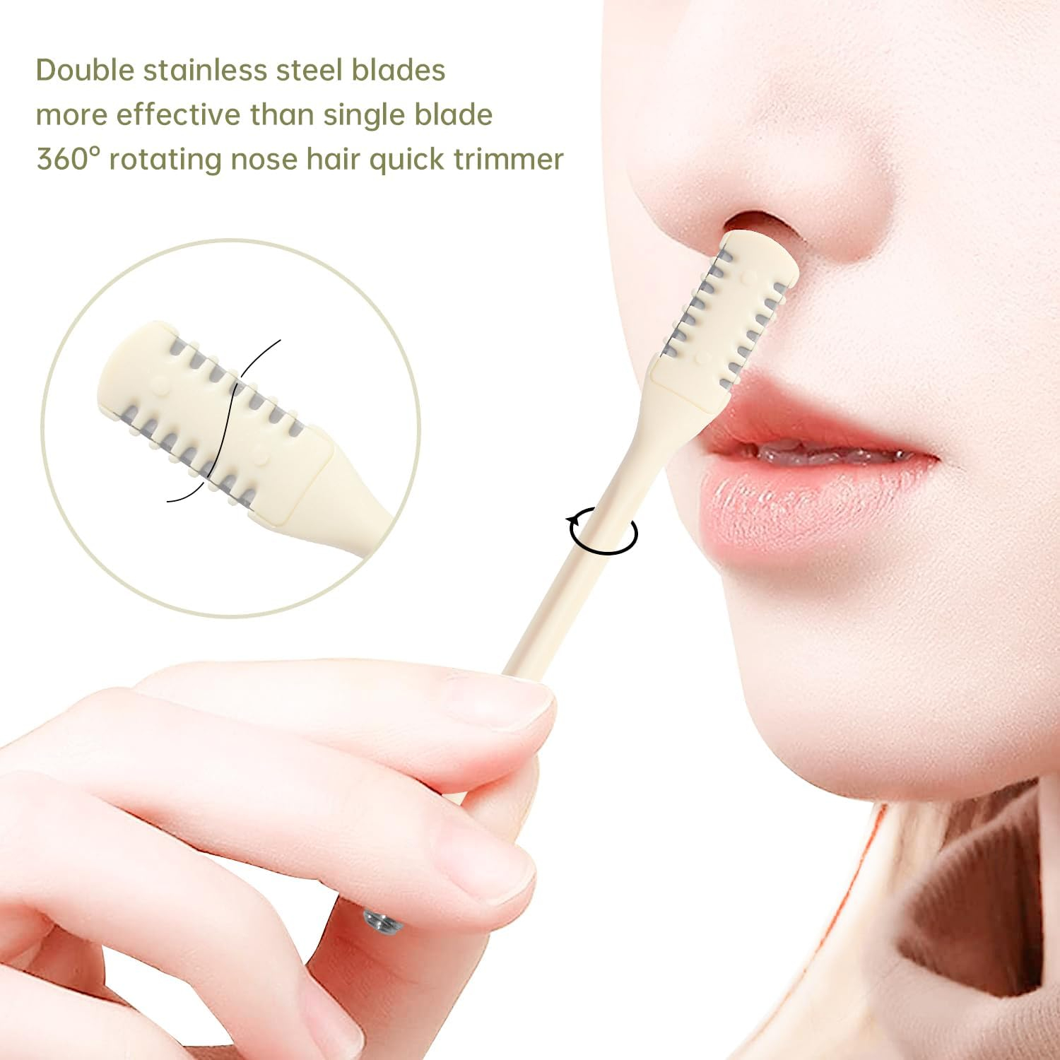“Pack of 2/4 Portable Manual Nose Trimmers – Premium 360° Rotating Nostril Hair Remover Tool, 2-in-1 Nasal Hair Cutter for Men & Women”