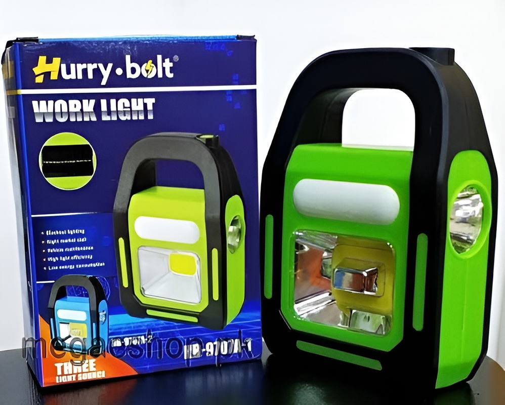LED Work Light Rechargeable Solar Powered COB Flood Light Portable Camping Lantern with Side Light USB Charging for Workshop, Garage, Emergency, Outdoor & Car Maintenance